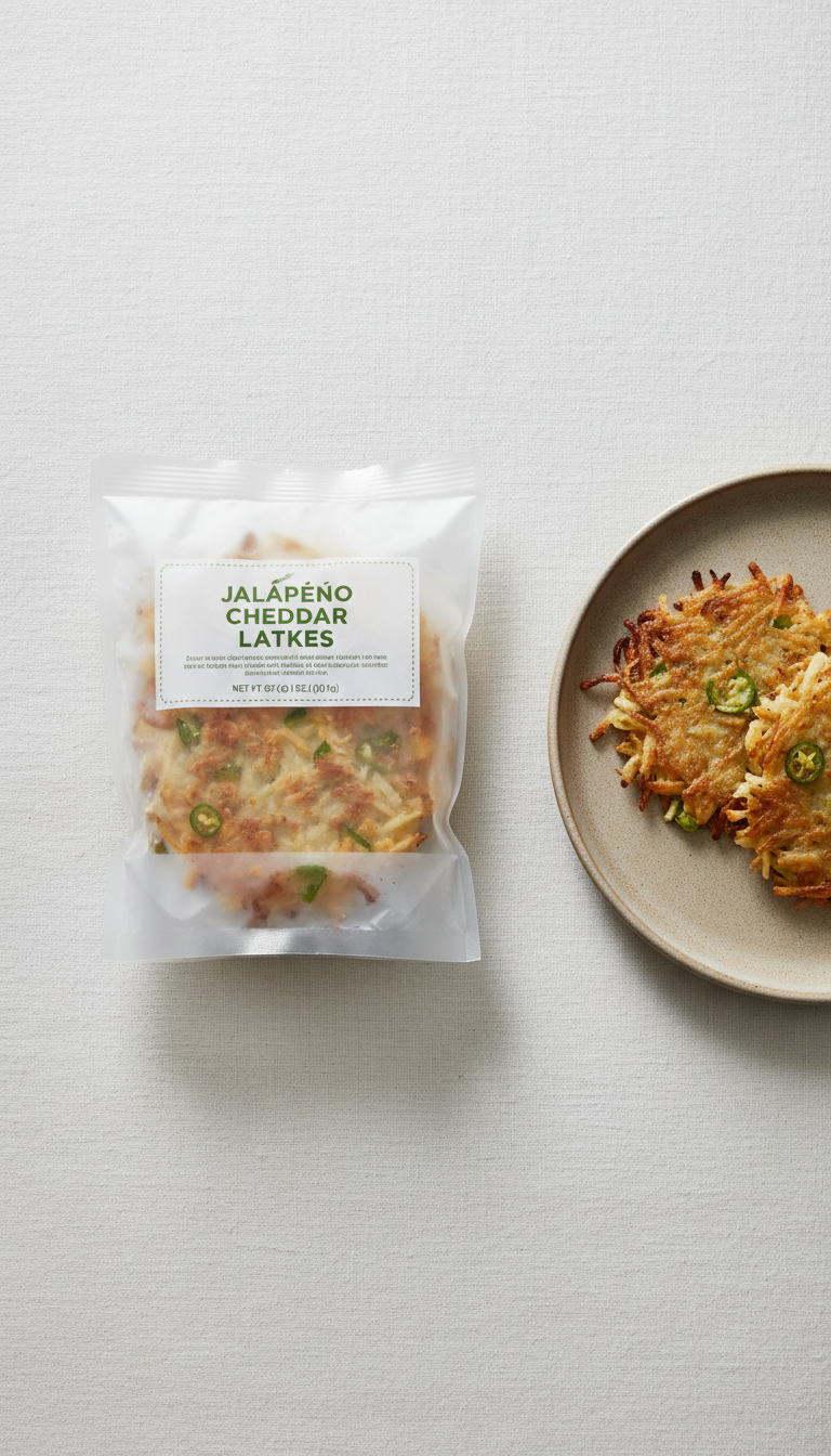 Jalapeño Cheddar Latkes Frozen Package